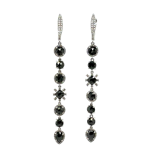 14k Black Diamond Mismatch Statement Earrings