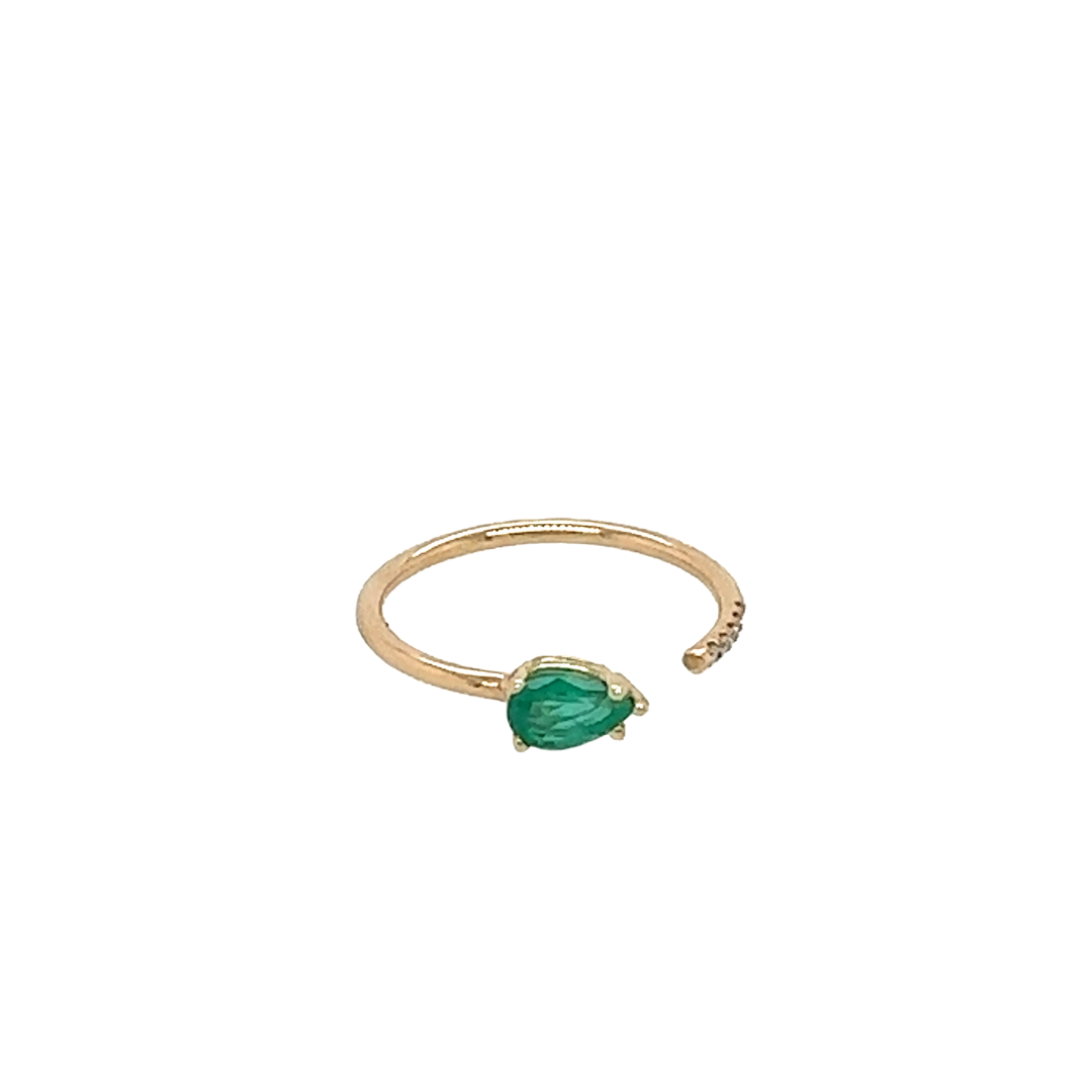 Zoë Chicco 14kt Gold, Emerald, and Diamond Open Ring