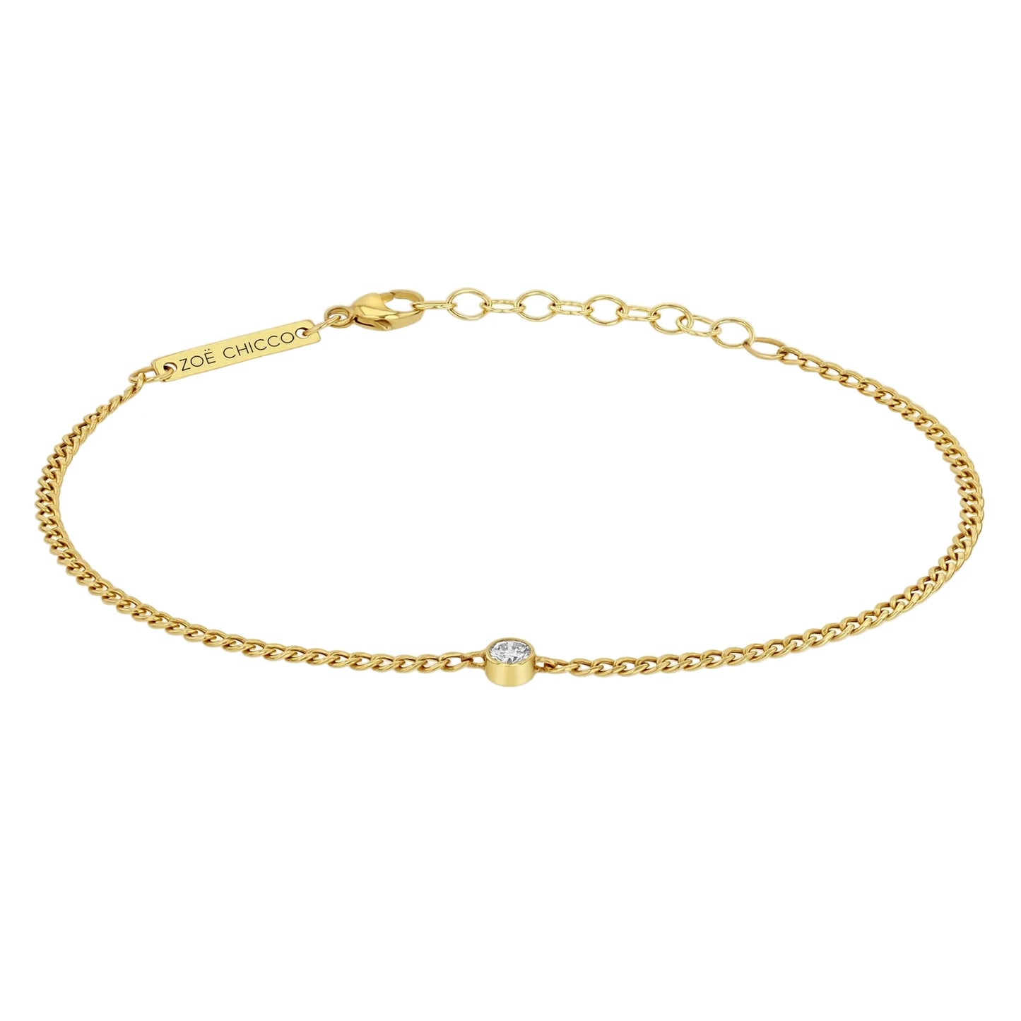 Zoë Chicco 14k Diamond Bezel XS Curb Chain Bracelet