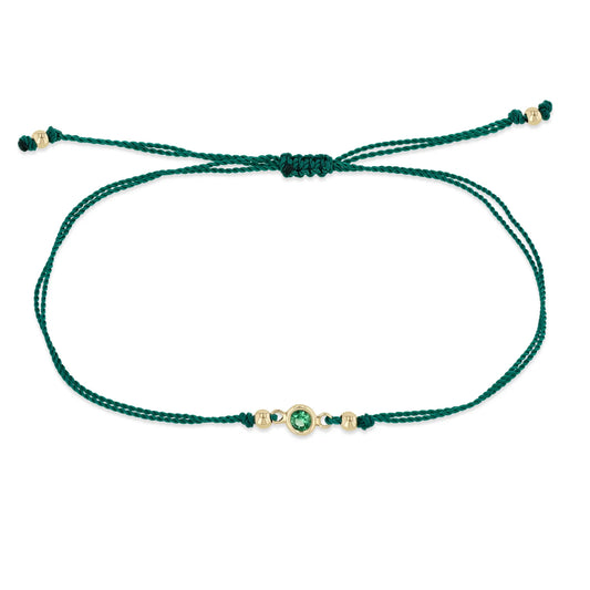 Zoë Chicco 14k Floating Emerald Solitaire Cord Bracelet