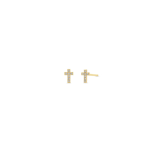 Zoë Chicco 14k Itty Bitty Pave Diamond Cross Studs