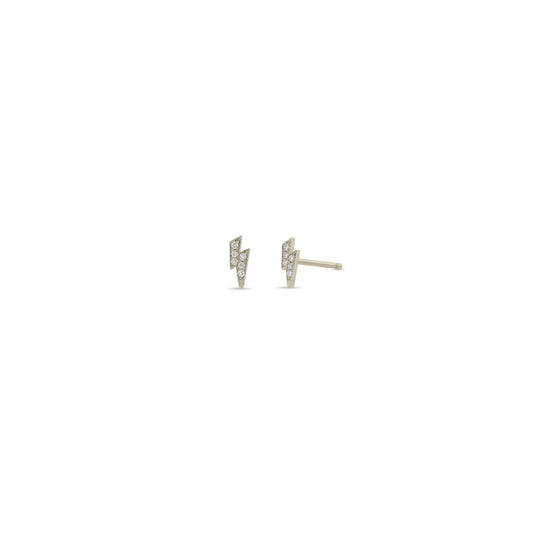 Zoë Chicco 14k Itty Bitty Pave Diamond Lightening Bolt Studs