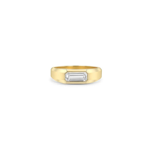 Zoë Chicco 14kt Baguette Diamond Signet Ring