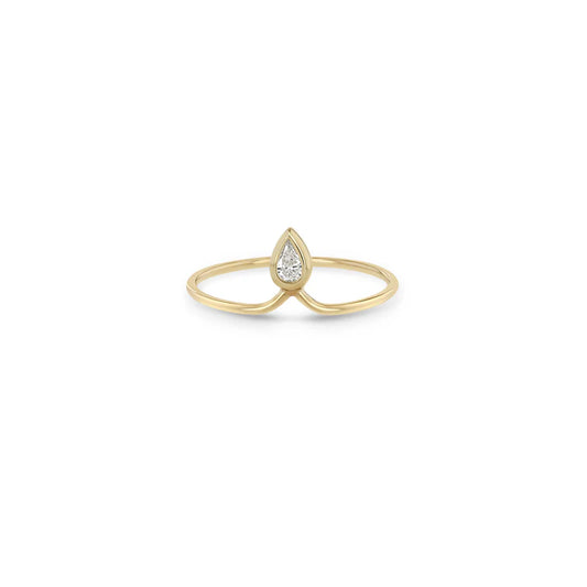 Zoë Chicco 14kt Gold Vertical Pear Diamond Crown Ring