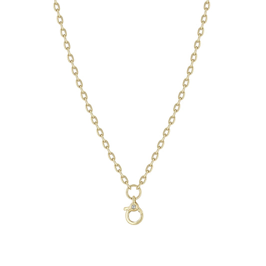 Zoë Chicco 14k Diamond Clasp Drop Oval Chain Link Necklace