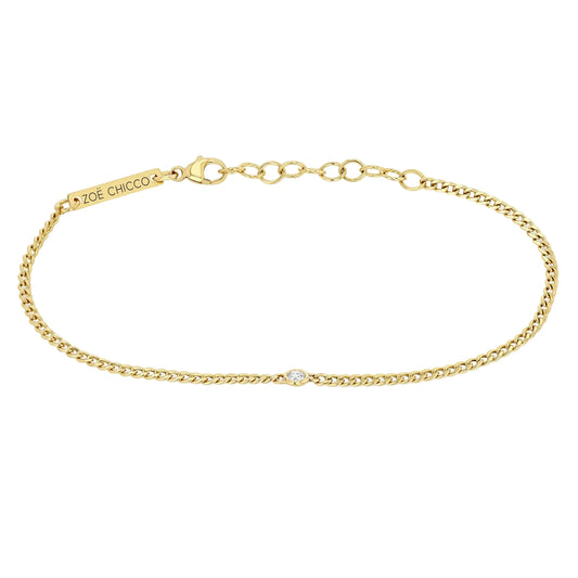 Zoë Chicco 14k XS Curb Chain Bracelet Floating Diamond