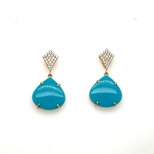 18k Turquoise and Diamond Drop Earrings