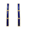 18k Lapis and Diamond Drop Statement Earrings