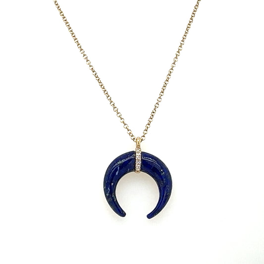 14kt Lapis and Diamond Horn Necklack