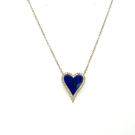 14kt Lapis and Diamond Heart Necklace