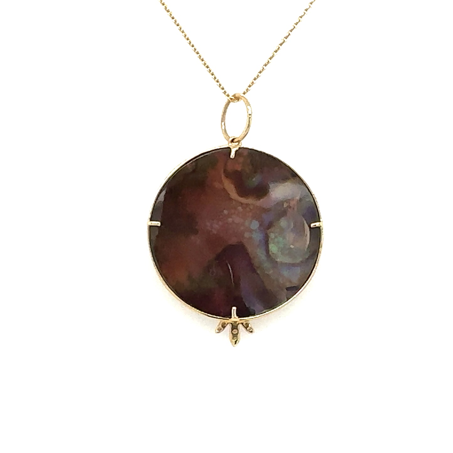 14kt Abalone and Diamond Phoenix Charm