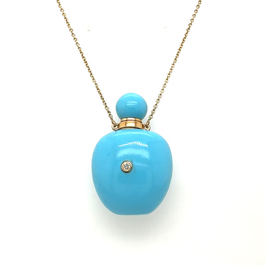 14k Turquoise and Diamond Vessel Necklace