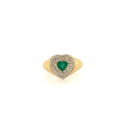 18kt Emerald and Diamond Heart Ring