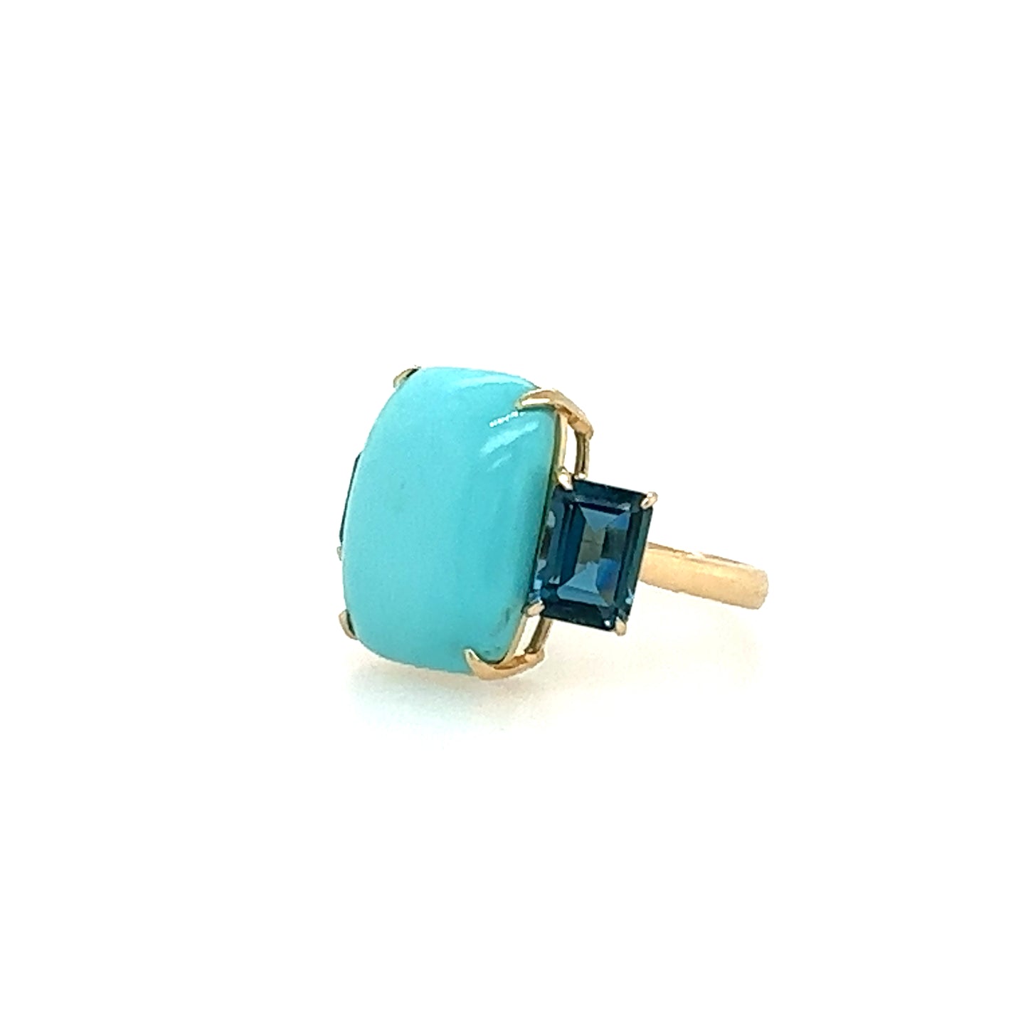 14k Turquoise and Blue Topaz Statement Ring