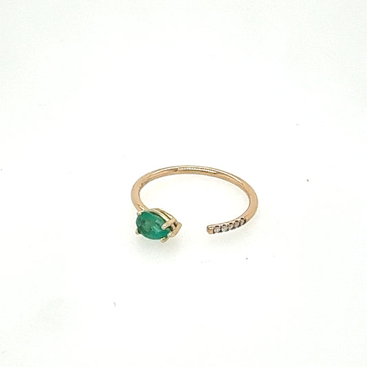 Zoë Chicco 14kt Gold, Emerald, and Diamond Open Ring
