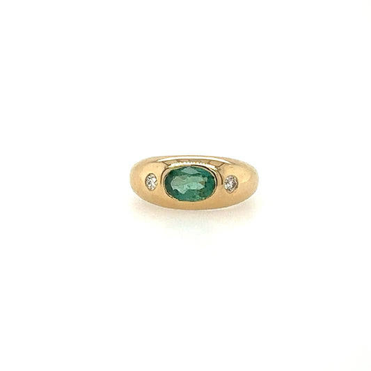 14kt Emerald and Diamond Ring