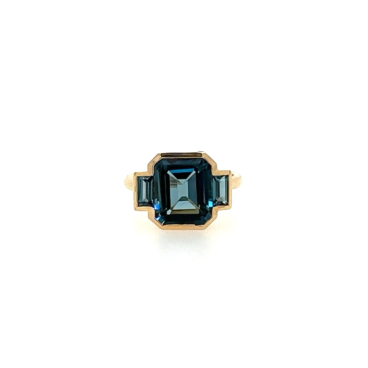 14kt Three-Stone London Blue Topaz Ring
