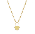 Zoë Chicco 14k 7 Prong Diamond Heart Pendant on Medium Paper Clip Chain