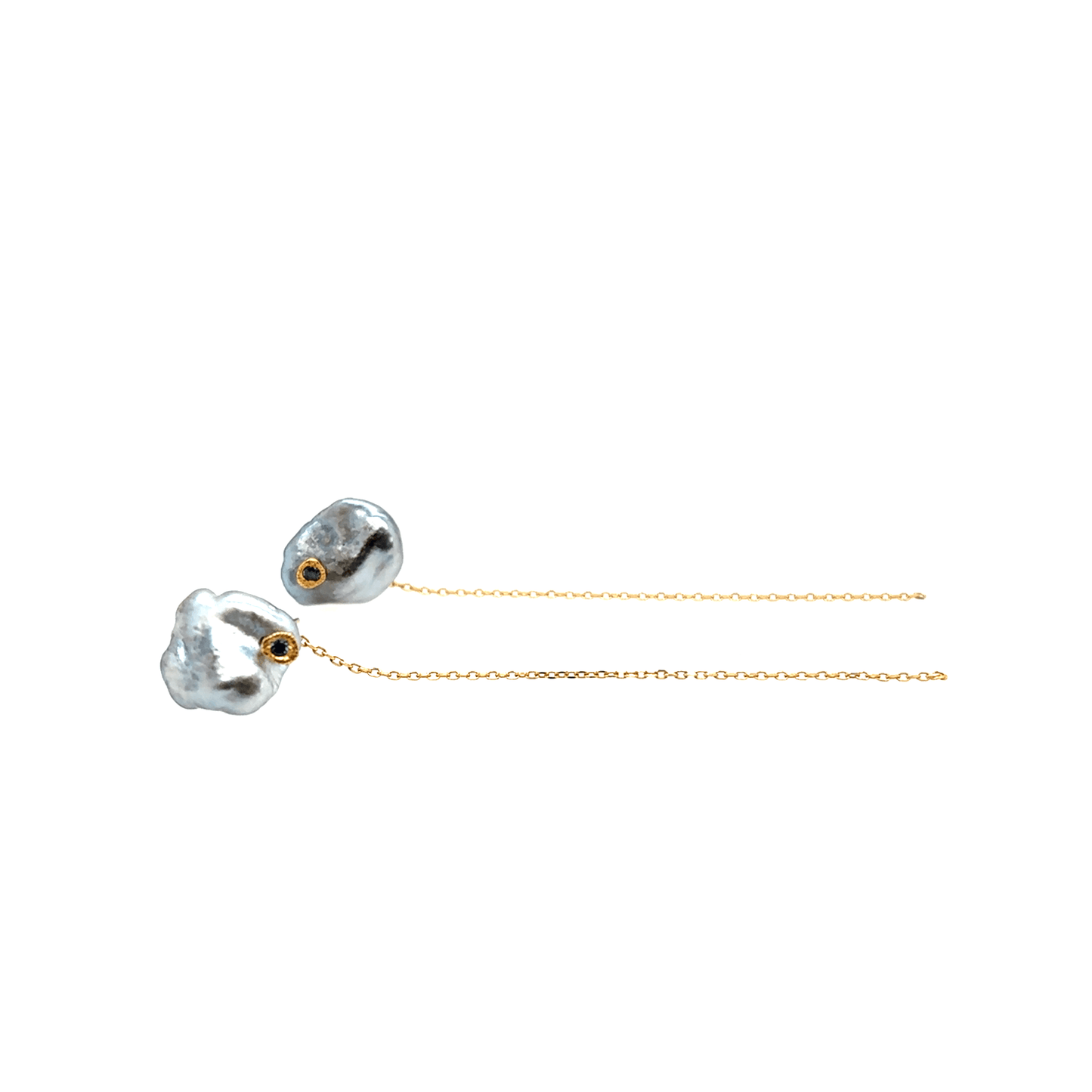 Monaka 18kt South Sea Keshi Pearl and Sapphire pair
