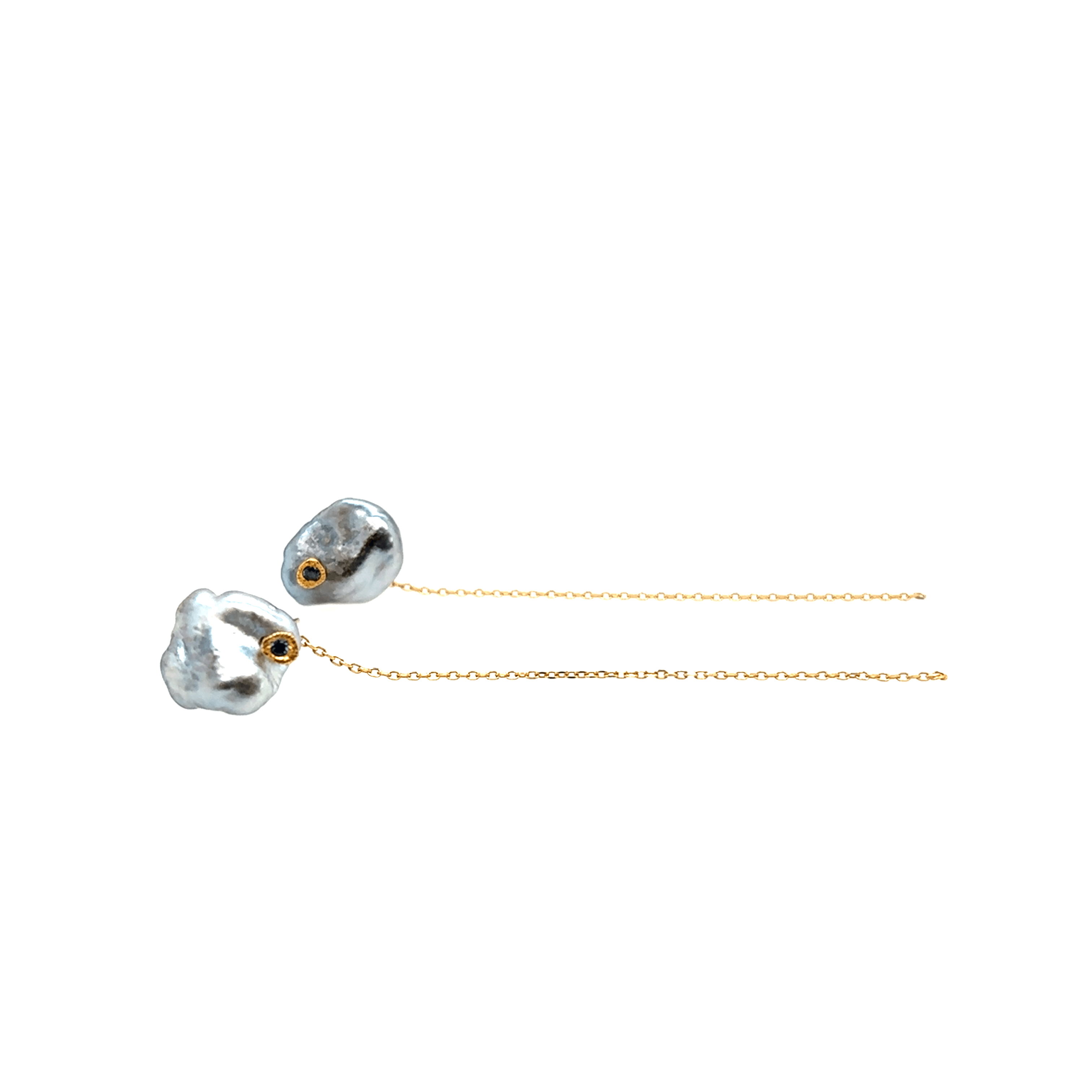 Monaka 18kt South Sea Keshi Pearl and Sapphire pair