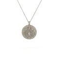 14kt White Gold Diamond Protection Medallion Necklace