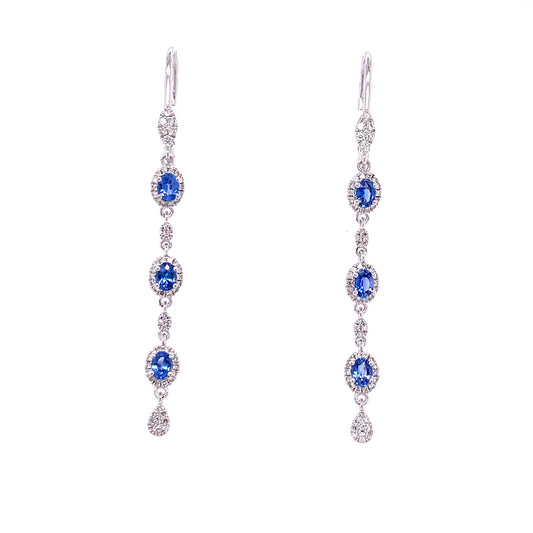 Meira T 14kt White Gold Sapphire and Diamond Drop Earrings