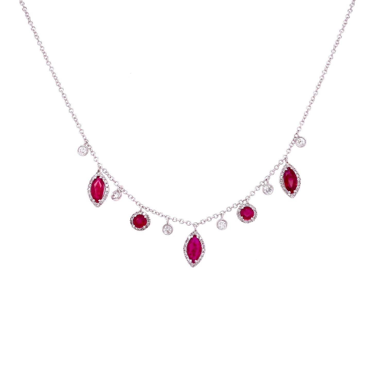 Meira T 14kt White Gold Ruby and Diamond Charm Necklace