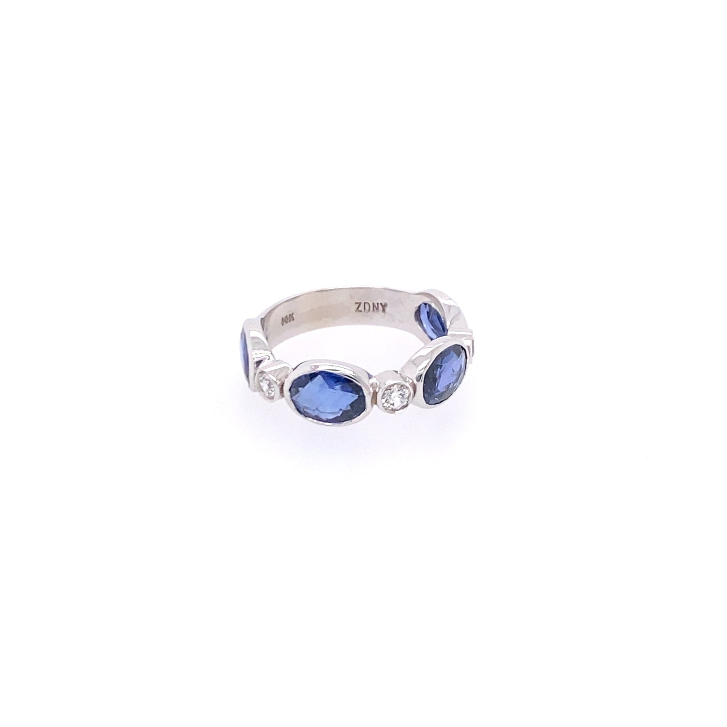 14kt White Gold Oval Sapphire and Diamond Band