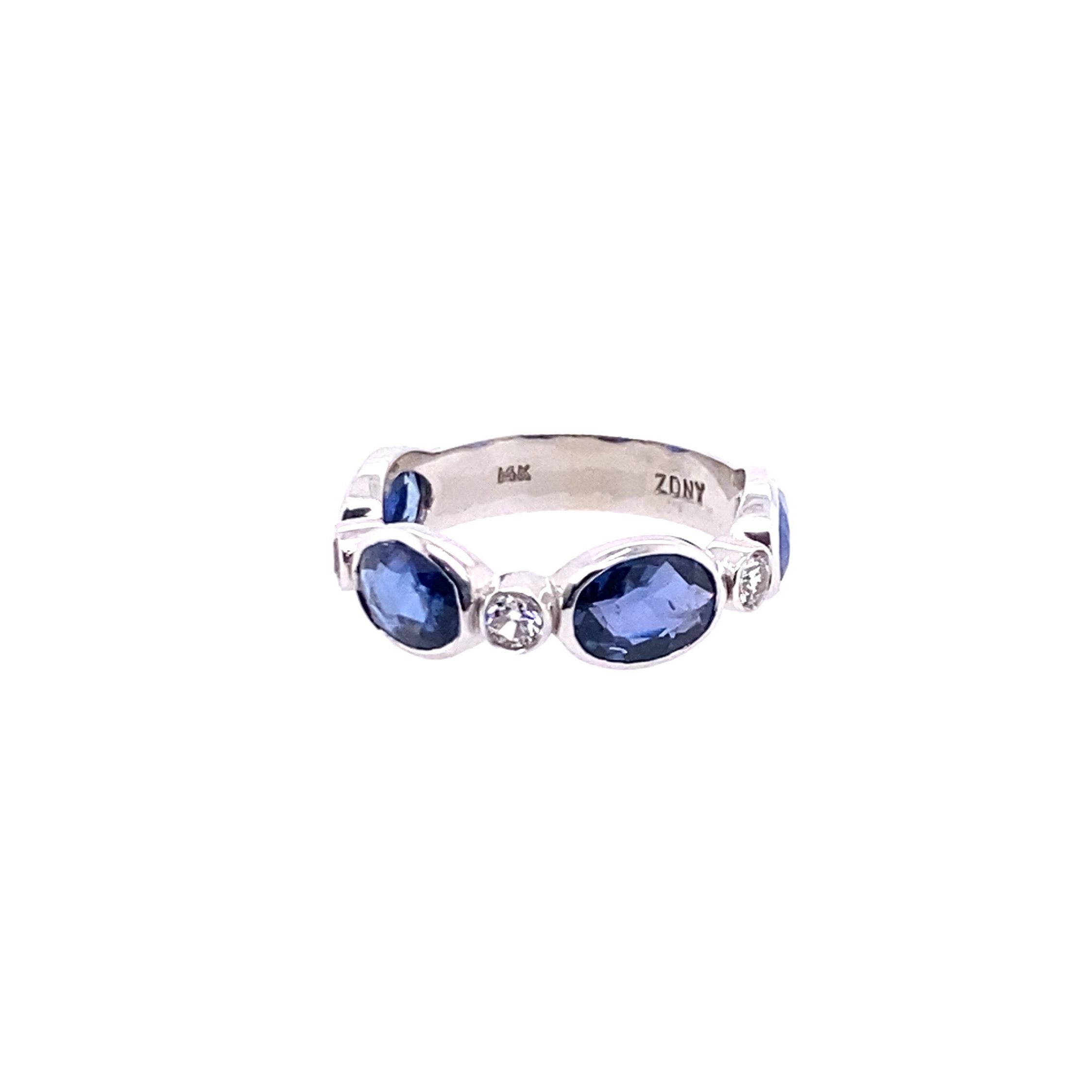 14kt White Gold Oval Sapphire and Diamond Band