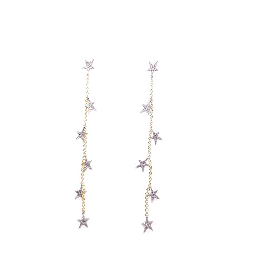 Meira T 14kt Pave Diamond Multi Star Dangle Earrings