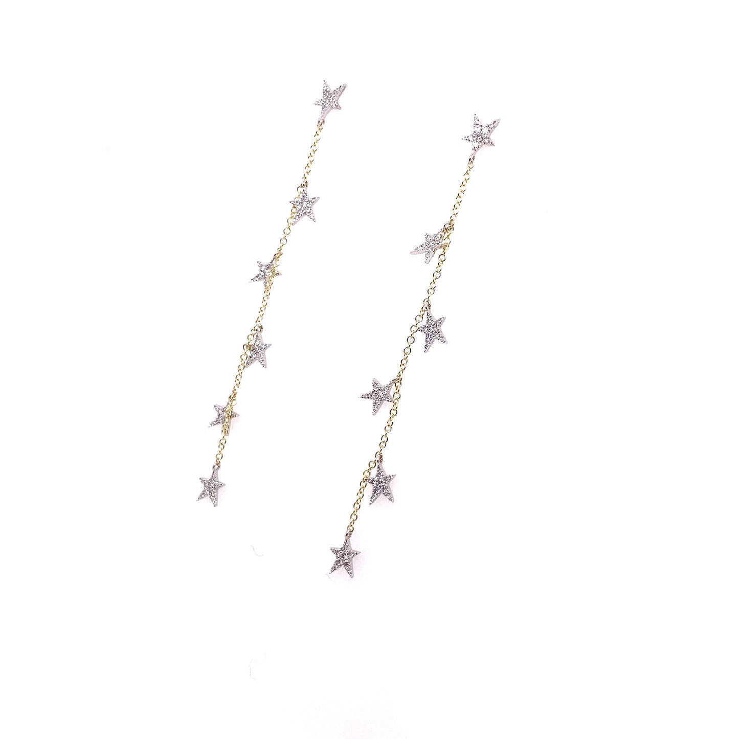 Meira T 14kt Pave Diamond Multi Star Dangle Earrings