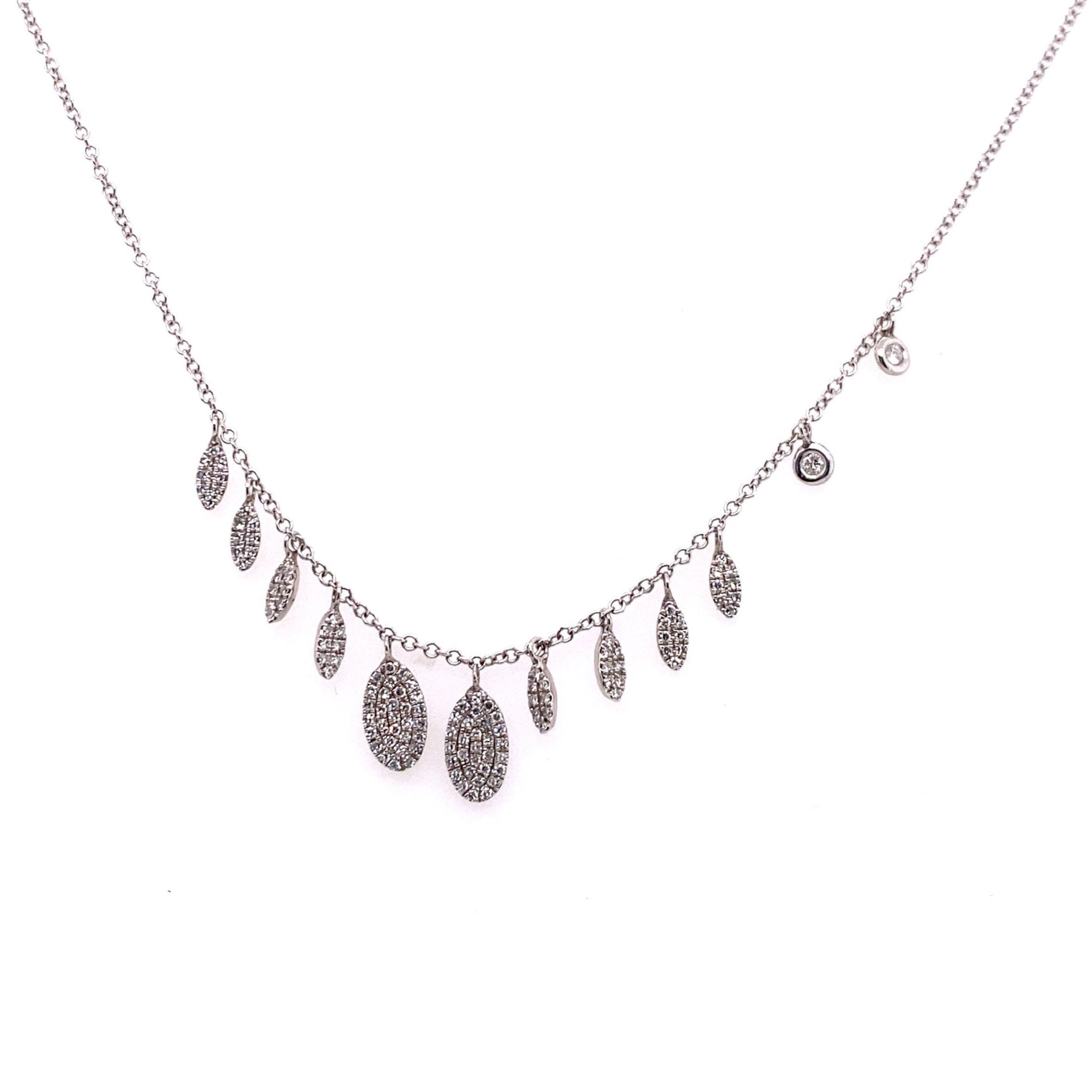 Meira T 14kt White Gold Diamond Disc Fringe Charm Necklace