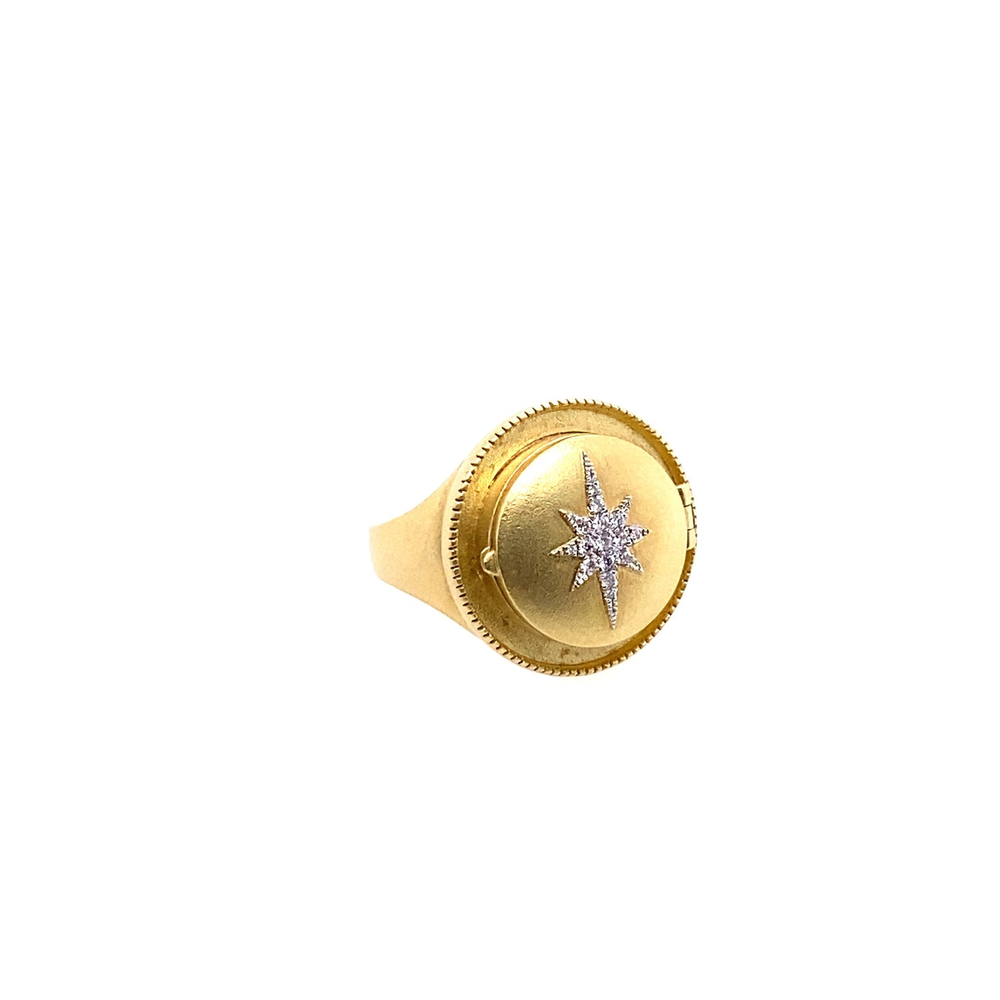 Meira T 14kt Yellow Gold Diamond Starburst Locket Ring