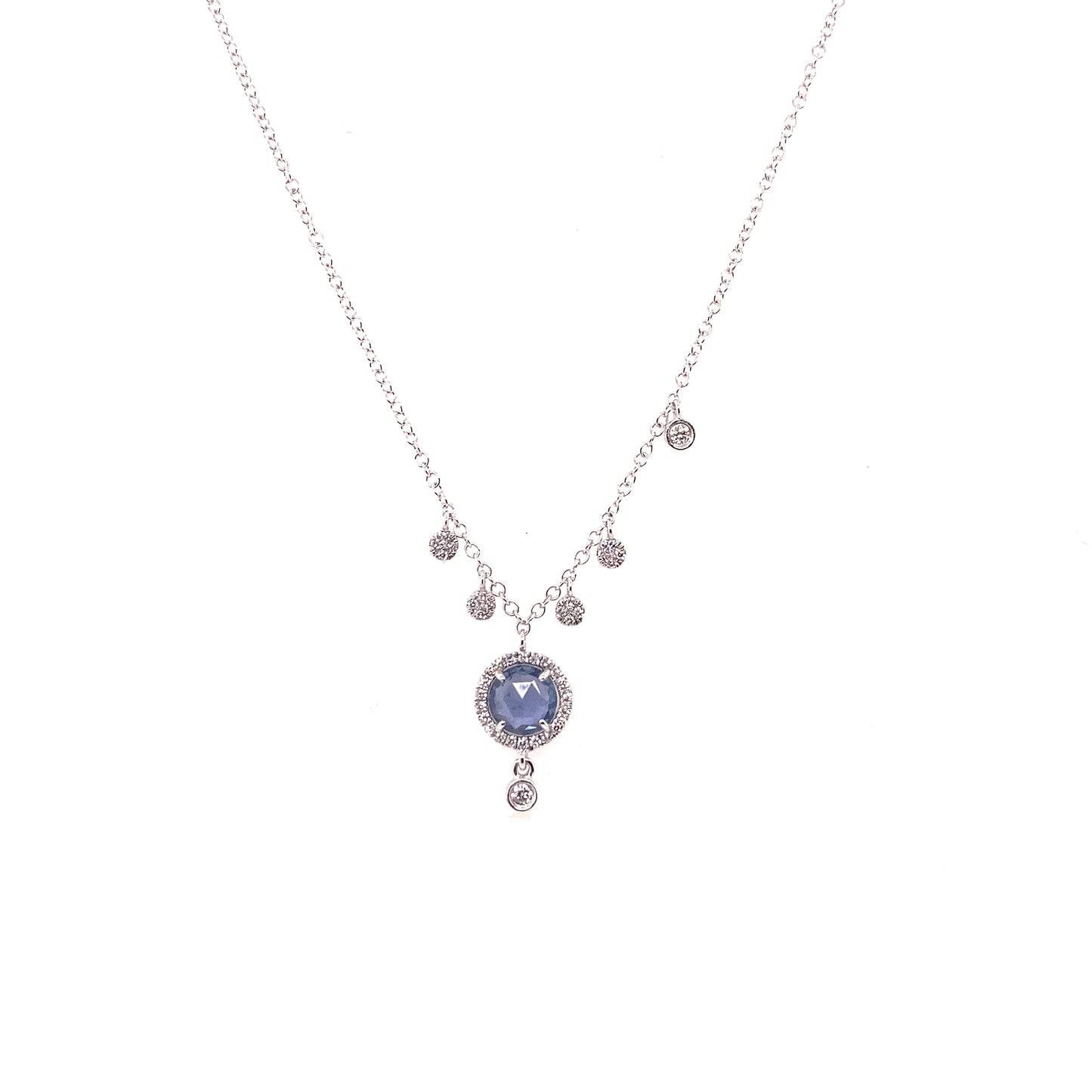 Meira T 14kt White Gold Sapphire and Diamond Charm Necklace