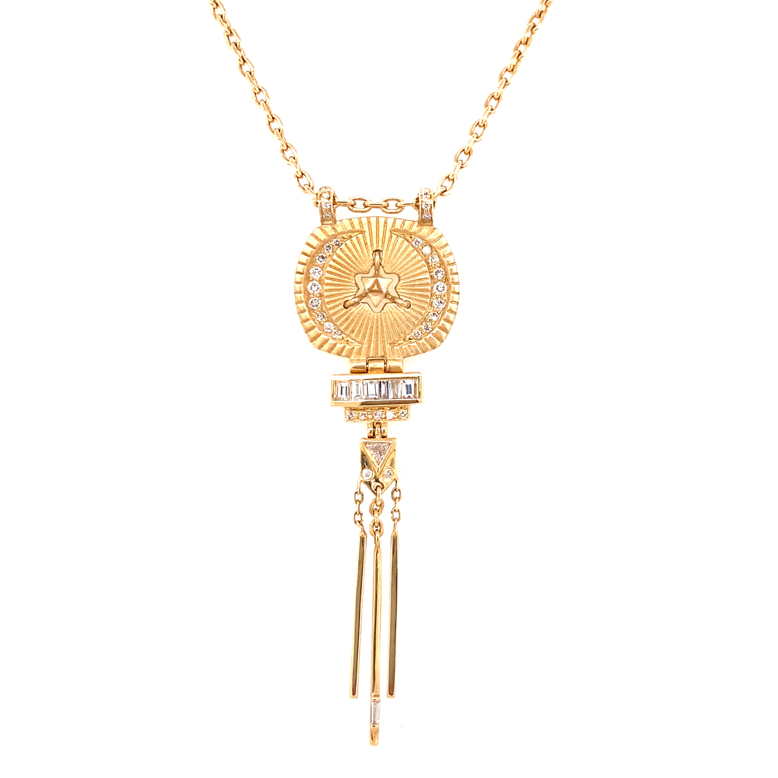 Celine Daoust 14k Baguette Diamond Merkabah Fringe Necklace