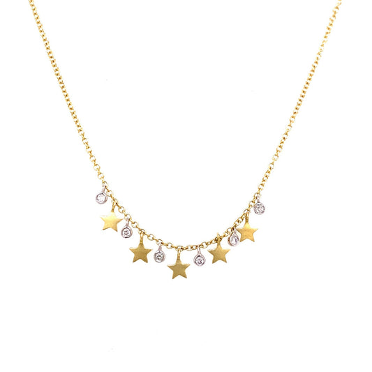 Meira T 14kt Yellow Gold Dainty Star and Diamond Bezel Charm Necklace