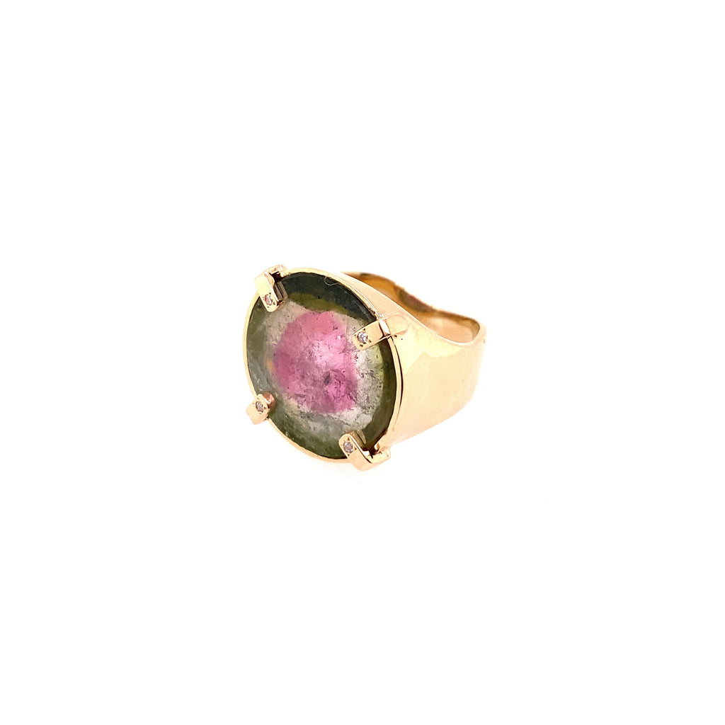 Scosha Yellow Gold One of a Kind Watermelon Tourmaline Ring