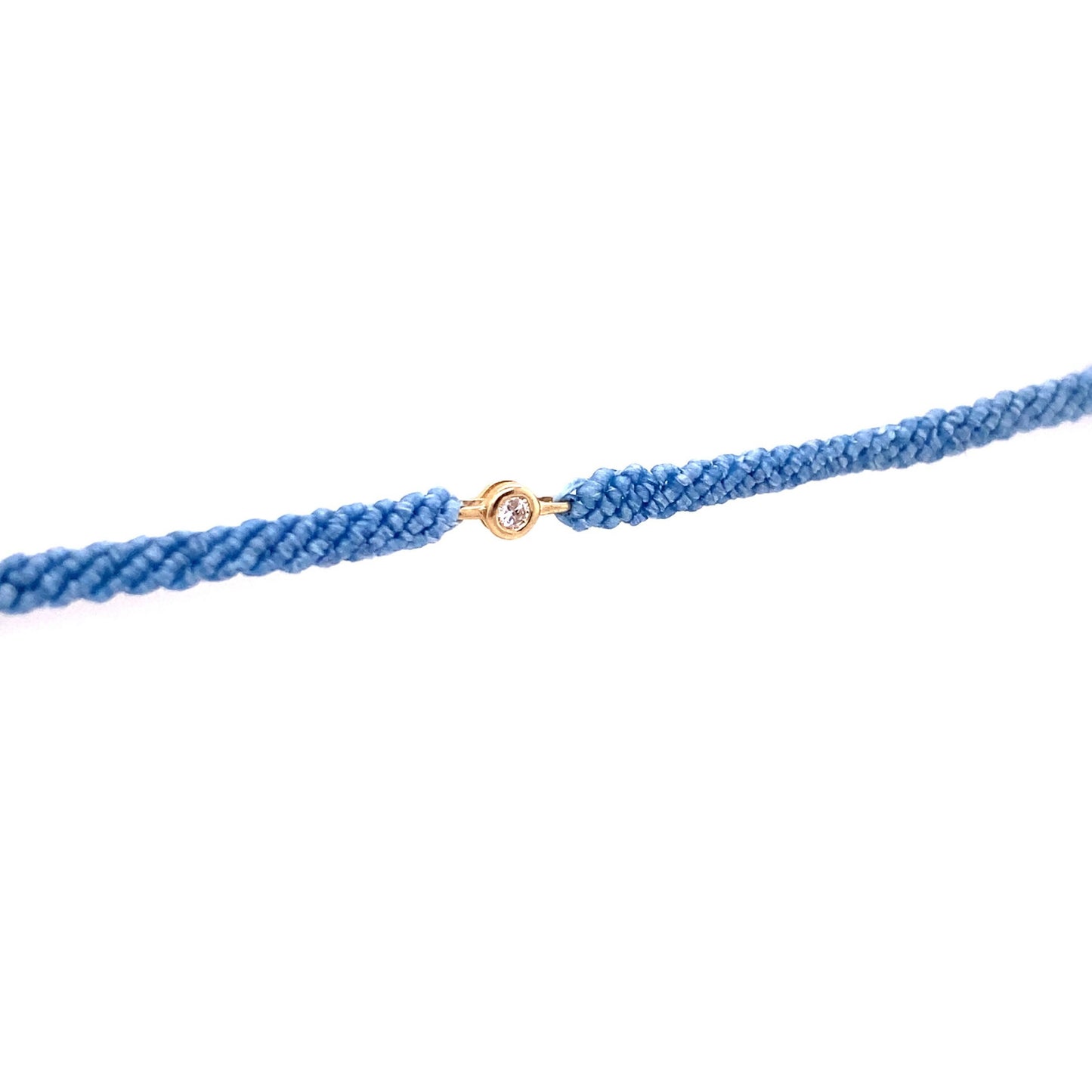 Scosha 10kt Yellow Gold Single Diamond Bezel Tropical Blue Cord Bracelet