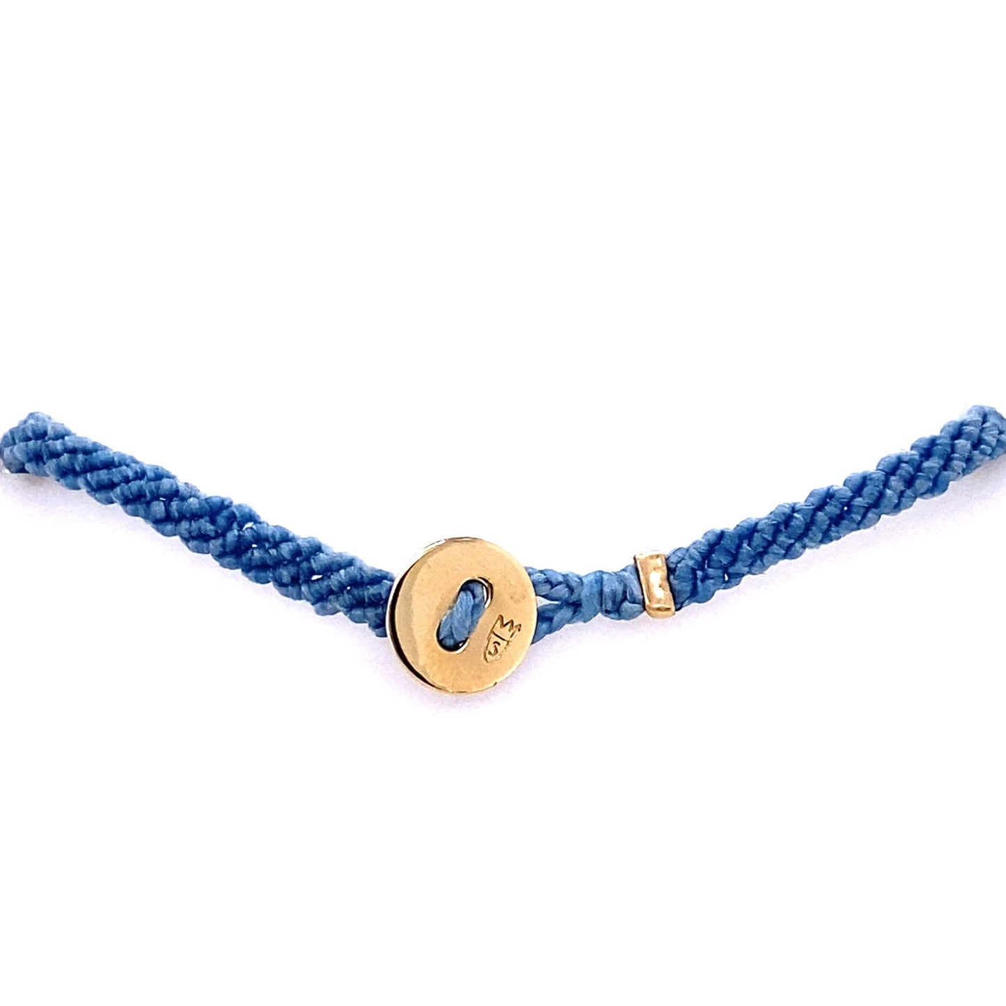 Scosha 10kt Yellow Gold Single Diamond Bezel Tropical Blue Cord Bracelet
