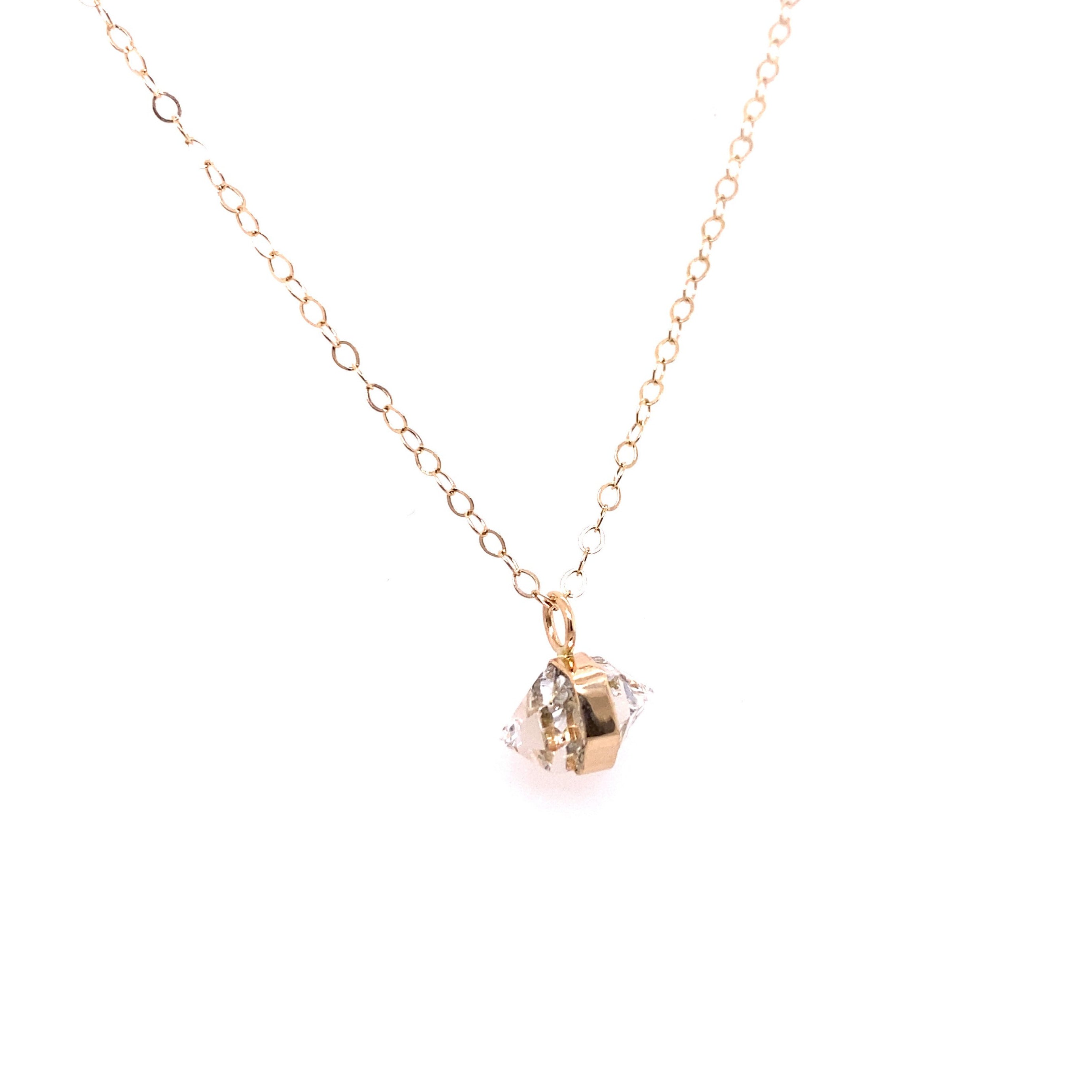Melissa Joy Manning 14kt Yellow Gold Wrap Bezel Herkimer Necklace