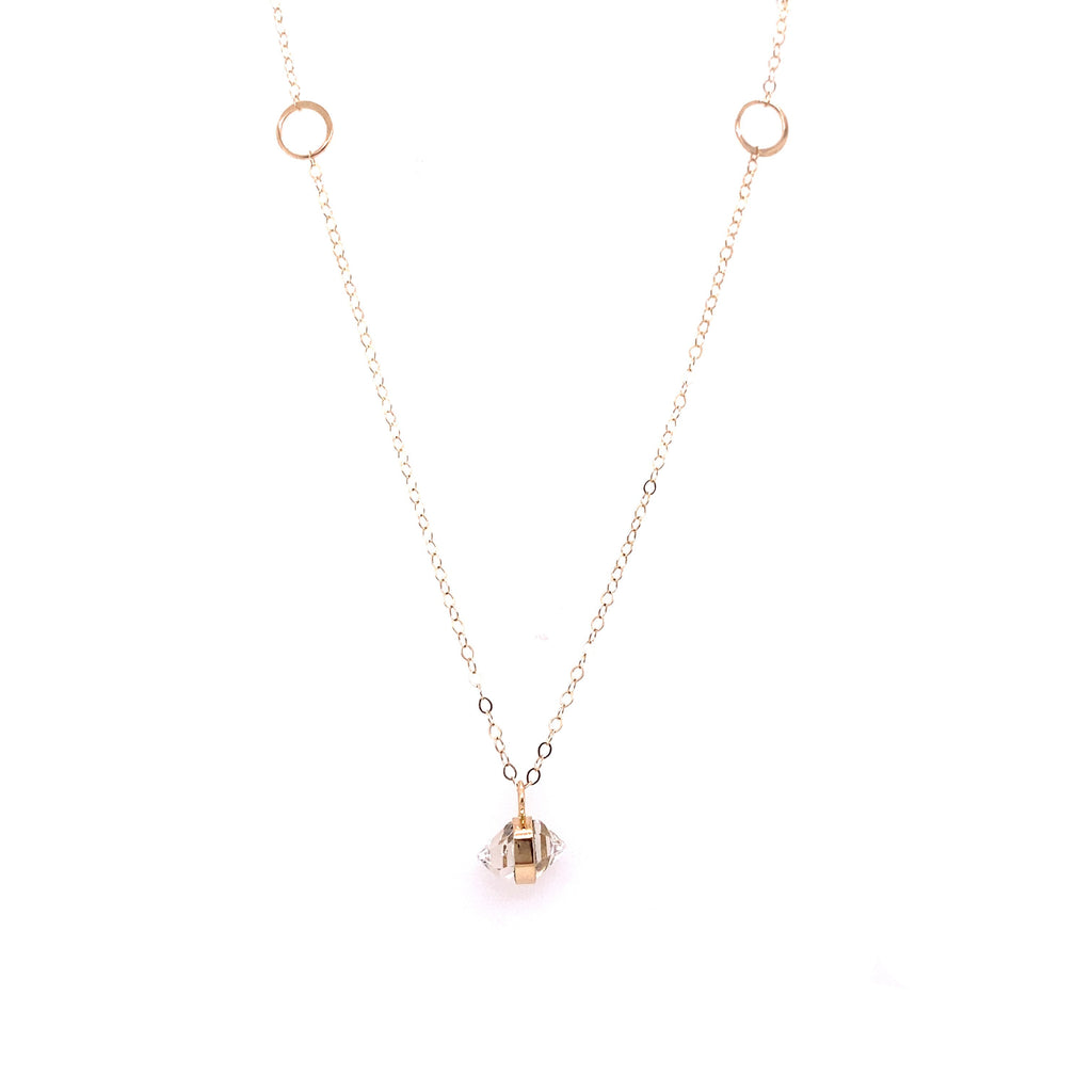 Melissa Joy Manning 14kt Yellow Gold Wrap Bezel Herkimer Necklace