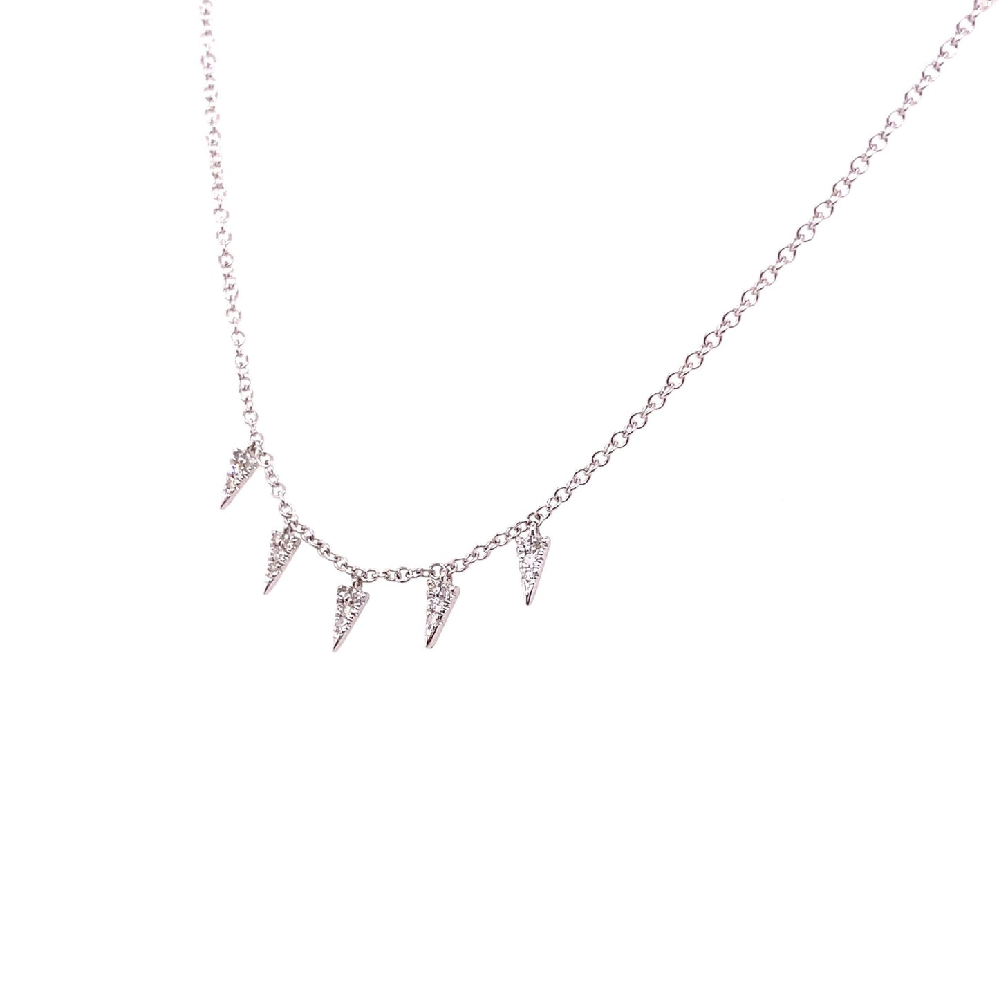 Meira T 14kt White Gold Five Diamond Spike Necklace