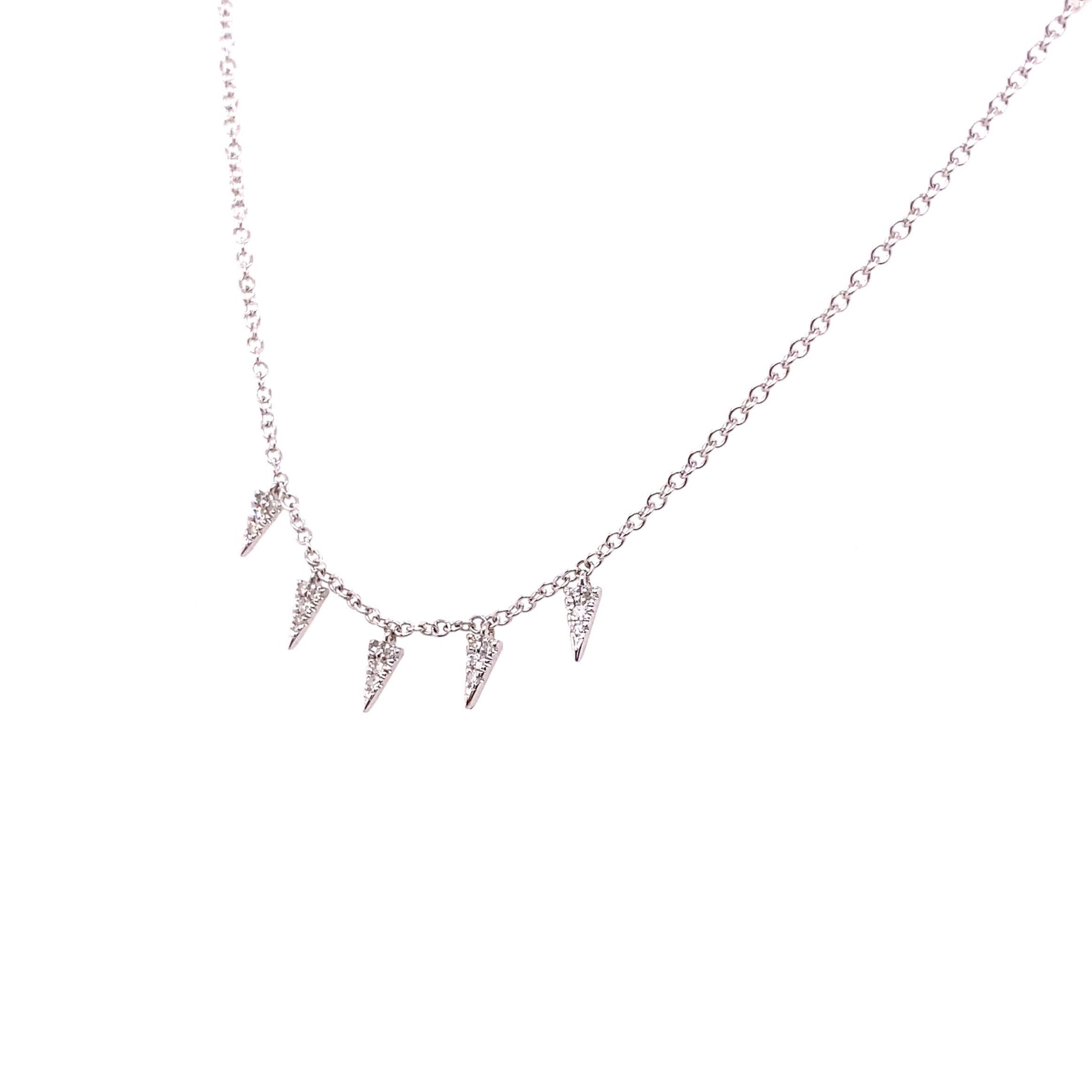 Meira T 14kt White Gold Five Diamond Spike Necklace