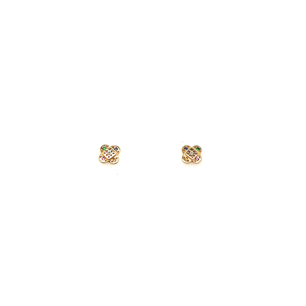 Scosha Mixed Gemstone Endless Knot Yellow Gold Studs