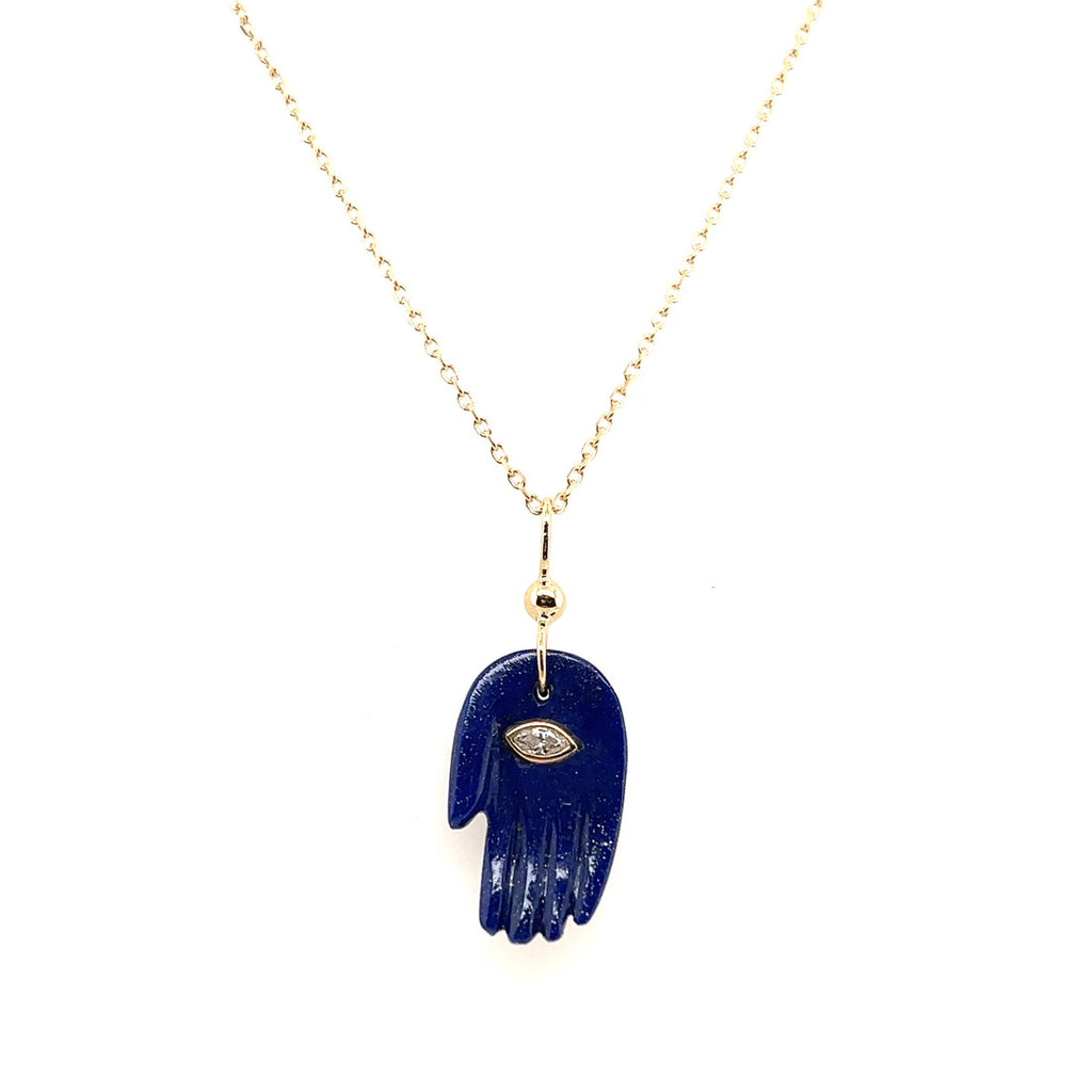 Celine Daoust 14k Lapis and Diamond Mudra's Pendant Necklace