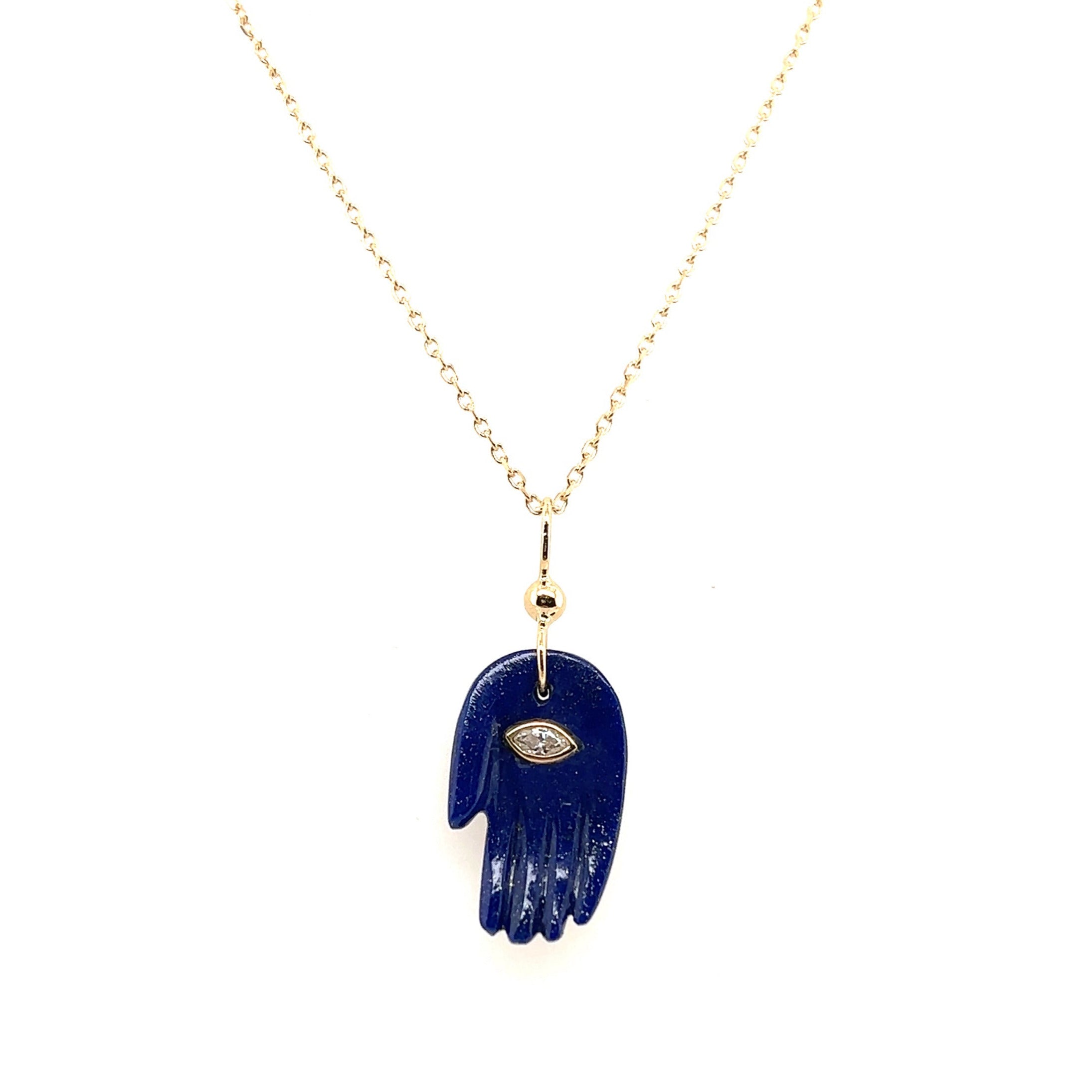 Celine Daoust 14k Lapis and Diamond Mudra's Pendant Necklace