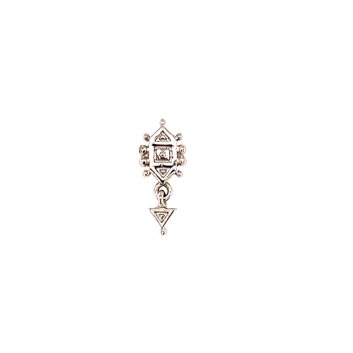 Metier 9KT White Gold Dala Triangle 3.2 Droplet Stud Earring Single
