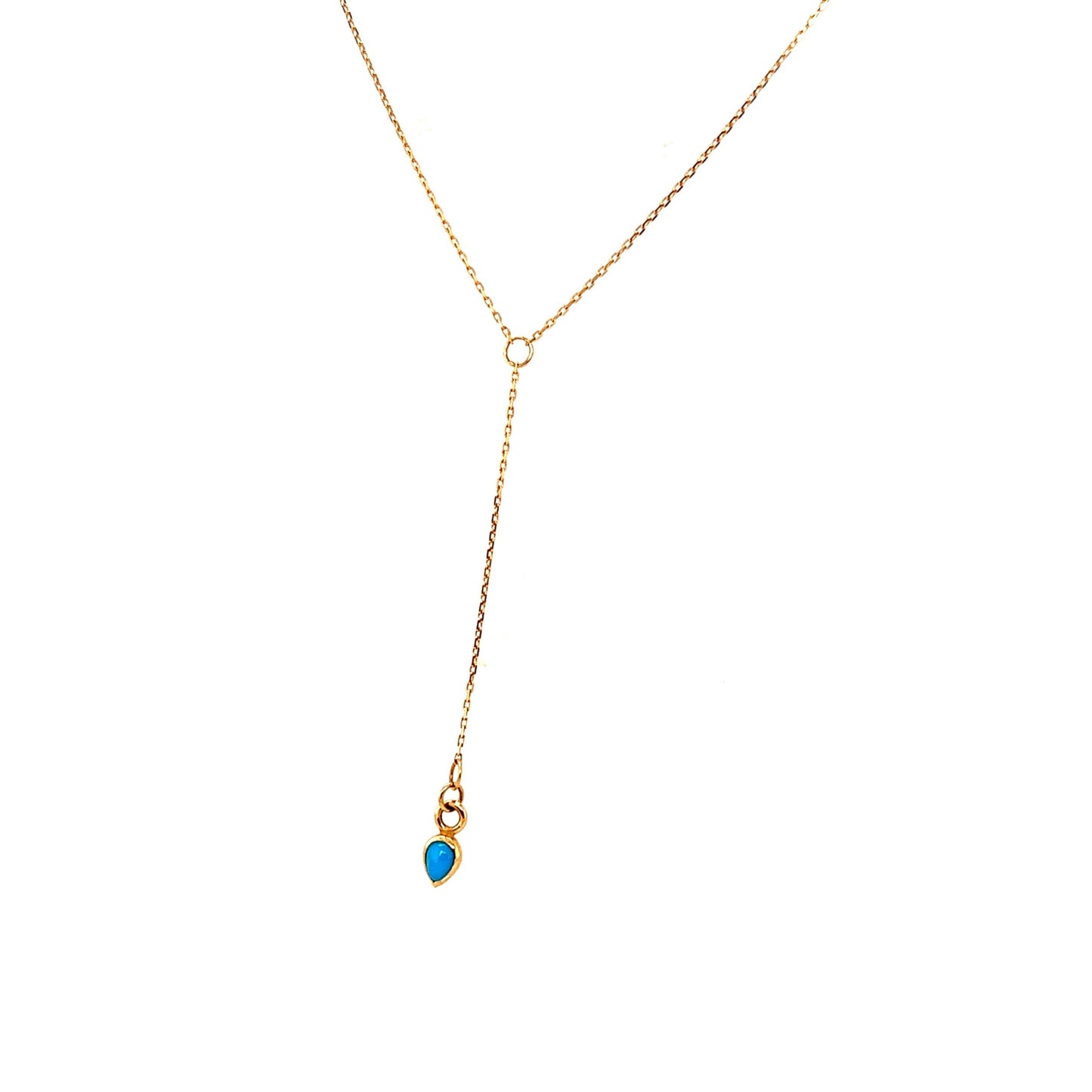Metier 9KT Yellow Gold Pear Shape Turquoise Lariat Necklace