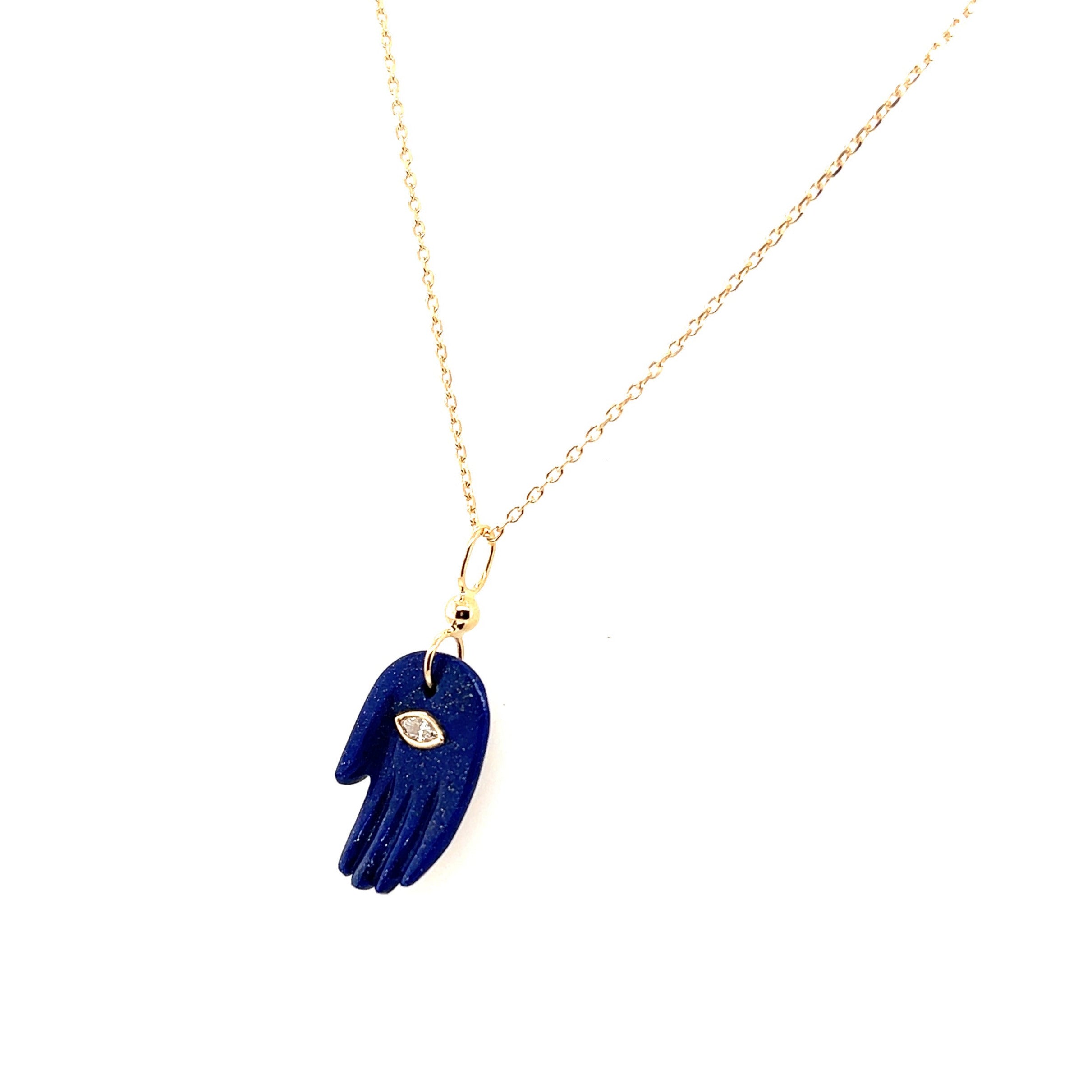 Celine Daoust 14k Lapis and Diamond Mudra's Pendant Necklace
