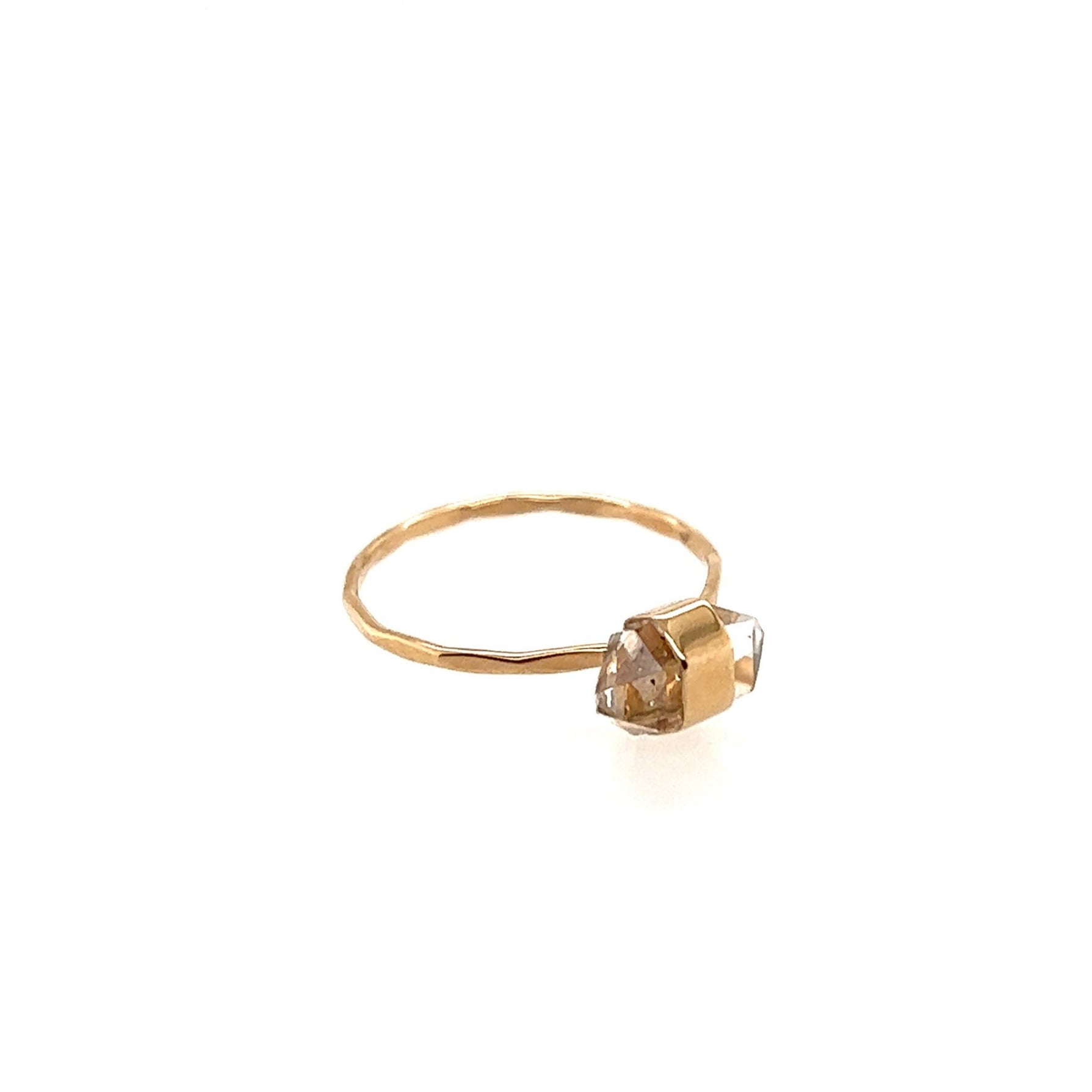 Melissa Joy Manning 14kt Yellow Gold Bezel Herkimer Ring
